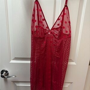 Adore Me Red Polka Dot Sheer Chemise